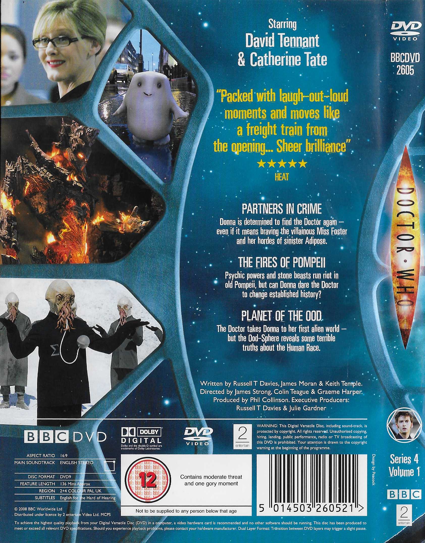 Picture of BBCDVD 2605 Doctor Who - Series 4, volume 1 by artist Russell T Davies / James Moran / Keith Temple from the BBC records and Tapes library